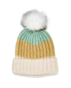 Alpine Pom Beanie - Yellow Multi - LAST CHANCE