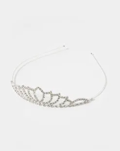 Aurora Rhinestone Embellished Tiara - Silver - FINAL SALE