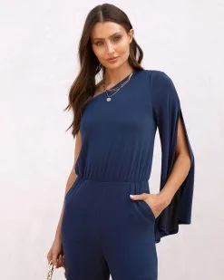 Avery One Shoulder Pocketed Jumpsuit - Navy - FINAL SALE -clothes Sales AveryOneShoulderPocketedJumpsuit Navy188