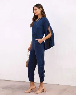 Avery One Shoulder Pocketed Jumpsuit - Navy - FINAL SALE -clothes Sales AveryOneShoulderPocketedJumpsuit Navy98