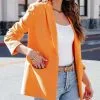 Beaming Cotton Pocketed Blazer - Orange - SALE
