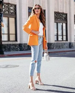 Beaming Cotton Pocketed Blazer - Orange - SALE -clothes Sales BeamingCottonPocketedBlazer Orange4