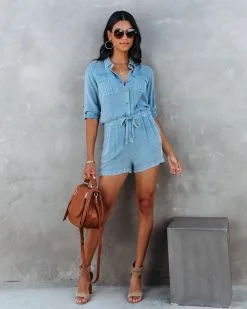 Bertha Utility Romper - Washed Blue - FINAL SALE -clothes Sales BerthaUtilityRomperWashedBlue3