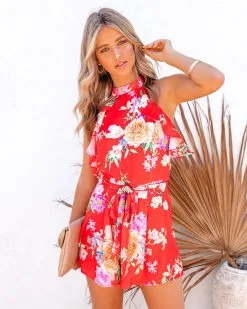Brenda Floral Ruffle Romper - FINAL SALE