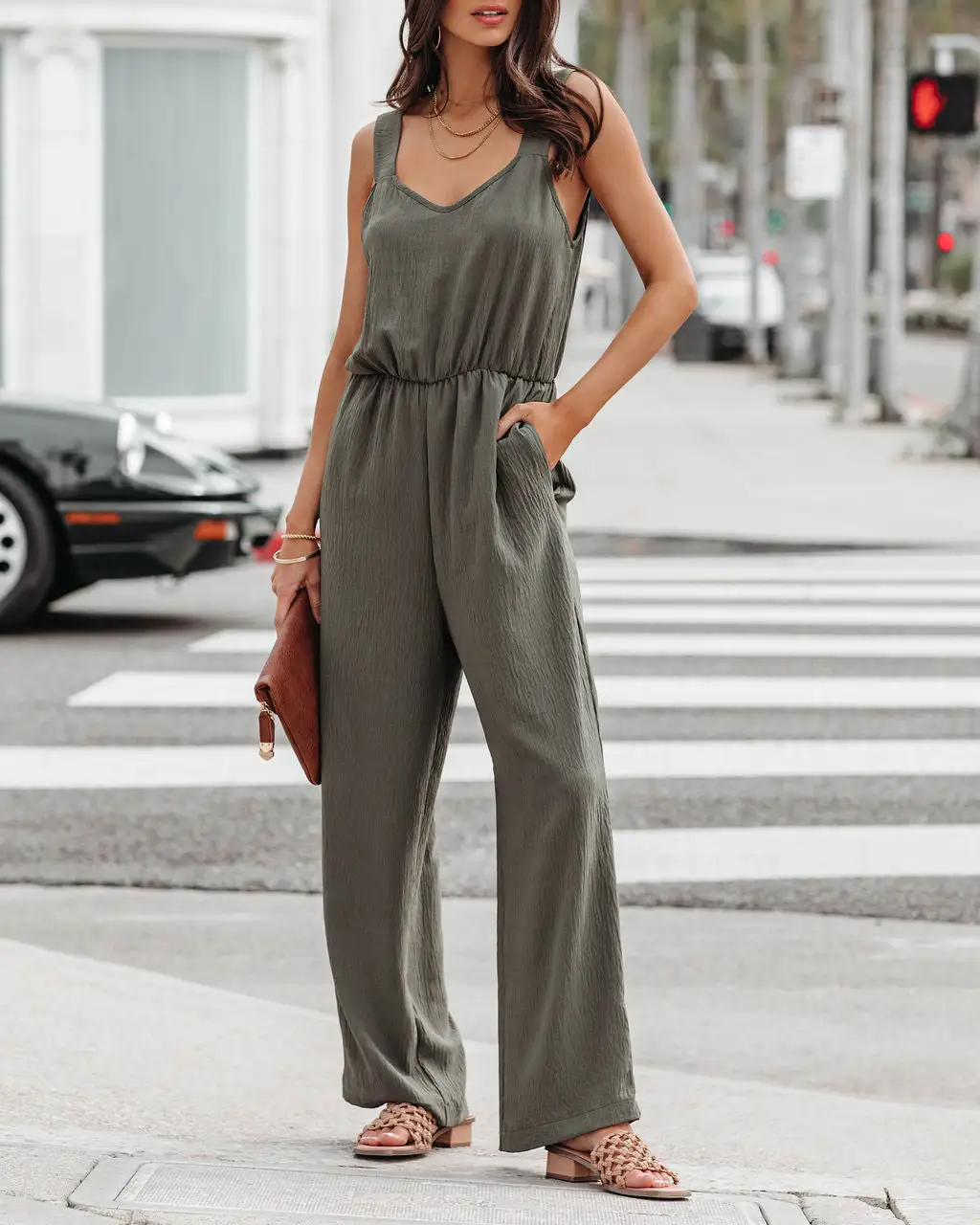 Brenna Pocketed Jumpsuit - Olive - FINAL SALE 3 Brenna Pocketed Jumpsuit - Olive - FINAL SALE - Image 3