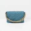 Brittany Linen Quilted Crossbody Bag - Blue - SALE