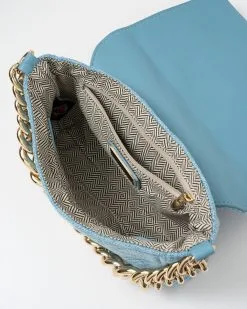 Brittany Linen Quilted Crossbody Bag - Blue - SALE 9 Brittany Linen Quilted Crossbody Bag - Blue - SALE -clothes Sales BrittanyLinenQuiltedCrossbodyBag Blue Interior