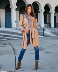 Bruin Pocketed Trench Coat - Khaki - FINAL SALE -clothes Sales BruinPocketedTrenchCoat Khaki t Camel 10.cr2 8