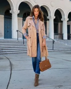 Bruin Pocketed Trench Coat - Khaki - FINAL SALE