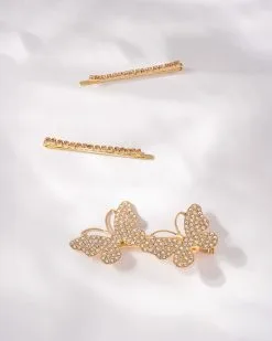 Butterfly Effect Hair Clip Set - Gold