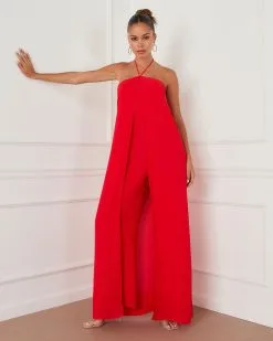 Lyra Halter Jumpsuit - Red  -clothes Sales CR71269VC RED 9074