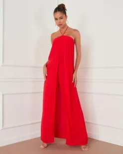 Lyra Halter Jumpsuit - Red 