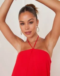 Lyra Halter Jumpsuit - Red  -clothes Sales CR71269VC RED 9151