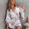 Cristina Floral Bell Sleeve Romper - FINAL SALE