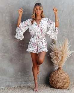 Cristina Floral Bell Sleeve Romper - FINAL SALE -clothes Sales CRISTINAFLORALBELLSLEEVEROMPER 14