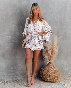 Cristina Floral Bell Sleeve Romper - FINAL SALE -clothes Sales CRISTINAFLORALBELLSLEEVEROMPER 2