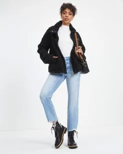 Cabin Dates Pocketed Teddy Jacket - Black - LAST CHANCE