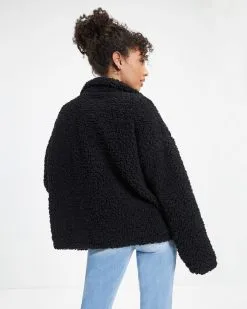 Cabin Dates Pocketed Teddy Jacket - Black - LAST CHANCE -clothes Sales Cabin Dates Pocketed Teddy Jacket Black 6380