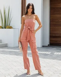 Cattano Cotton Utility Jumpsuit - Rust - LAST CHANCE