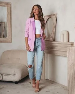 Bardot Colorblock Pocketed Blazer - Purple - SALE