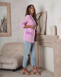Bardot Colorblock Pocketed Blazer - Purple - SALE -clothes Sales ColorblockPocketedBlazer Purple3