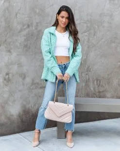 Cover Girl Tweed Pocketed Jacket - Pistachio - FINAL SALE -clothes Sales CoverGirlTweedPocketedJacket Pistachio 1