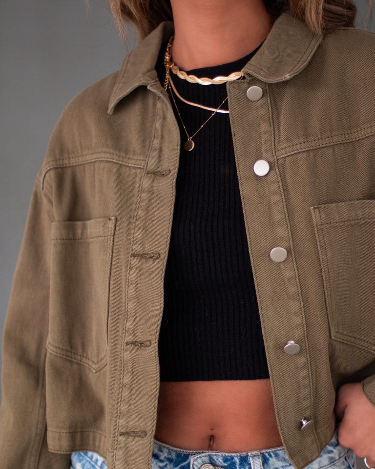 Shane Cotton Pocketed Shacket - Olive - SALE 2 Shane Cotton Pocketed Shacket - Olive - SALE - Image 2