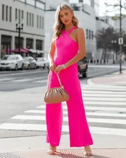 Decide The Vibe Jumpsuit - Fuchsia - FINAL SALE