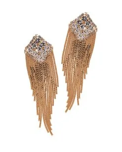 Diamond Fringe Drop Earrings - Gold - FINAL SALE -clothes Sales DiamondFringeDropEarrings Gold
