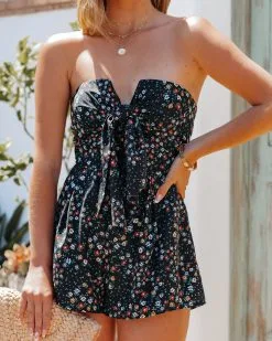 Ditsy Days Strapless Floral Tie Front Romper - FINAL SALE -clothes Sales DitsyDaysStraplessFloralTieFrontRomper48