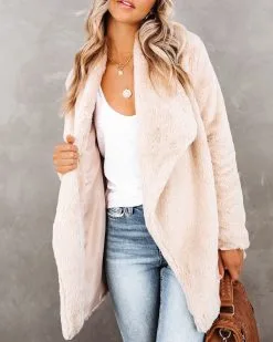 Do The Trick Pocketed Faux Fur Drape Coat - FINAL SALE -clothes Sales DoTheTrickPocketedFauxFurDrapeCoat 16