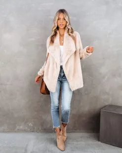 Do The Trick Pocketed Faux Fur Drape Coat - FINAL SALE -clothes Sales DoTheTrickPocketedFauxFurDrapeCoat