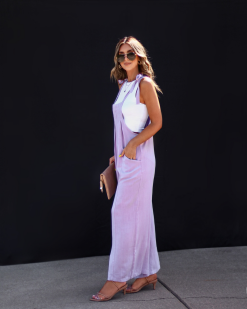 Stassia Pocketed Shoulder Tie Overalls - Lavender -clothes Sales E03D8B8A 5B54 43B1 85B7 F9AD0E73594D