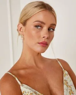 Rhea Beaded Pearl Studs - Gold -clothes Sales E13861PLG1 GOLD14