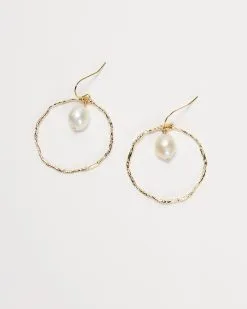 Ashira Circle Pearl Drop Earrings