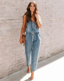 Cuverton Pocketed Chambray Jumpsuit 12 Cuverton Pocketed Chambray Jumpsuit -clothes Sales EM4A1047