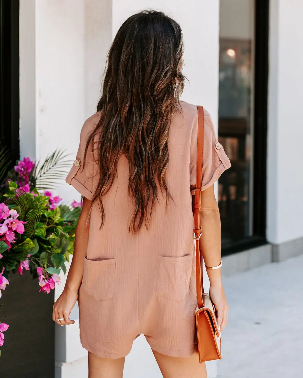 Splendor Spring Cotton Pocketed Romper - Dusty Mauve - FINAL SALE 2 Splendor Spring Cotton Pocketed Romper - Dusty Mauve - FINAL SALE - Image 2