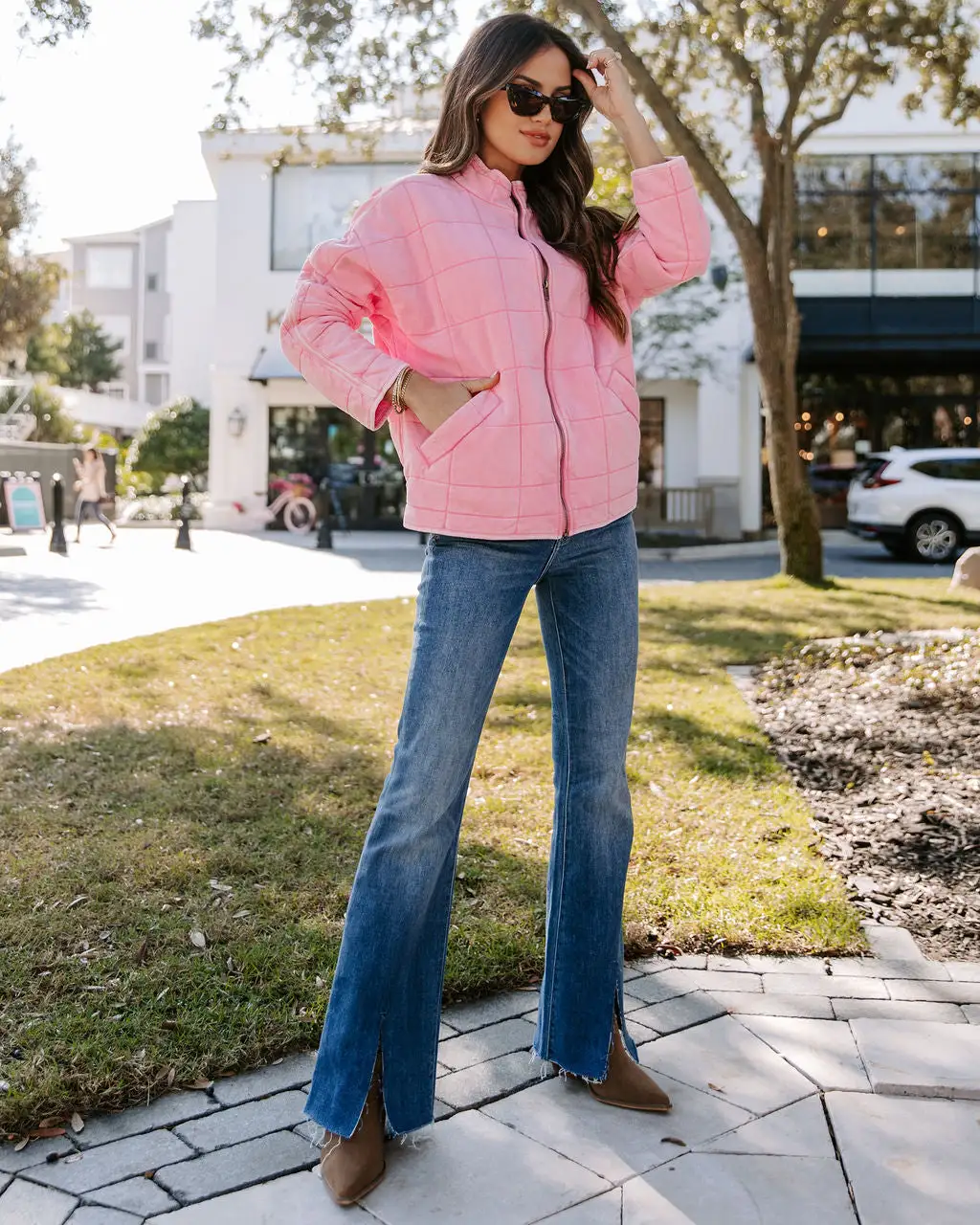 Sadie Quilted Pocketed Cotton Blend Jacket - Faded Pink - FINAL SALE 3 Sadie Quilted Pocketed Cotton Blend Jacket - Faded Pink - FINAL SALE - Image 3