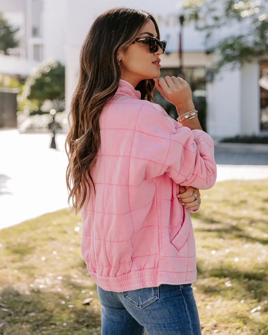 Sadie Quilted Pocketed Cotton Blend Jacket - Faded Pink - FINAL SALE 4 Sadie Quilted Pocketed Cotton Blend Jacket - Faded Pink - FINAL SALE - Image 4