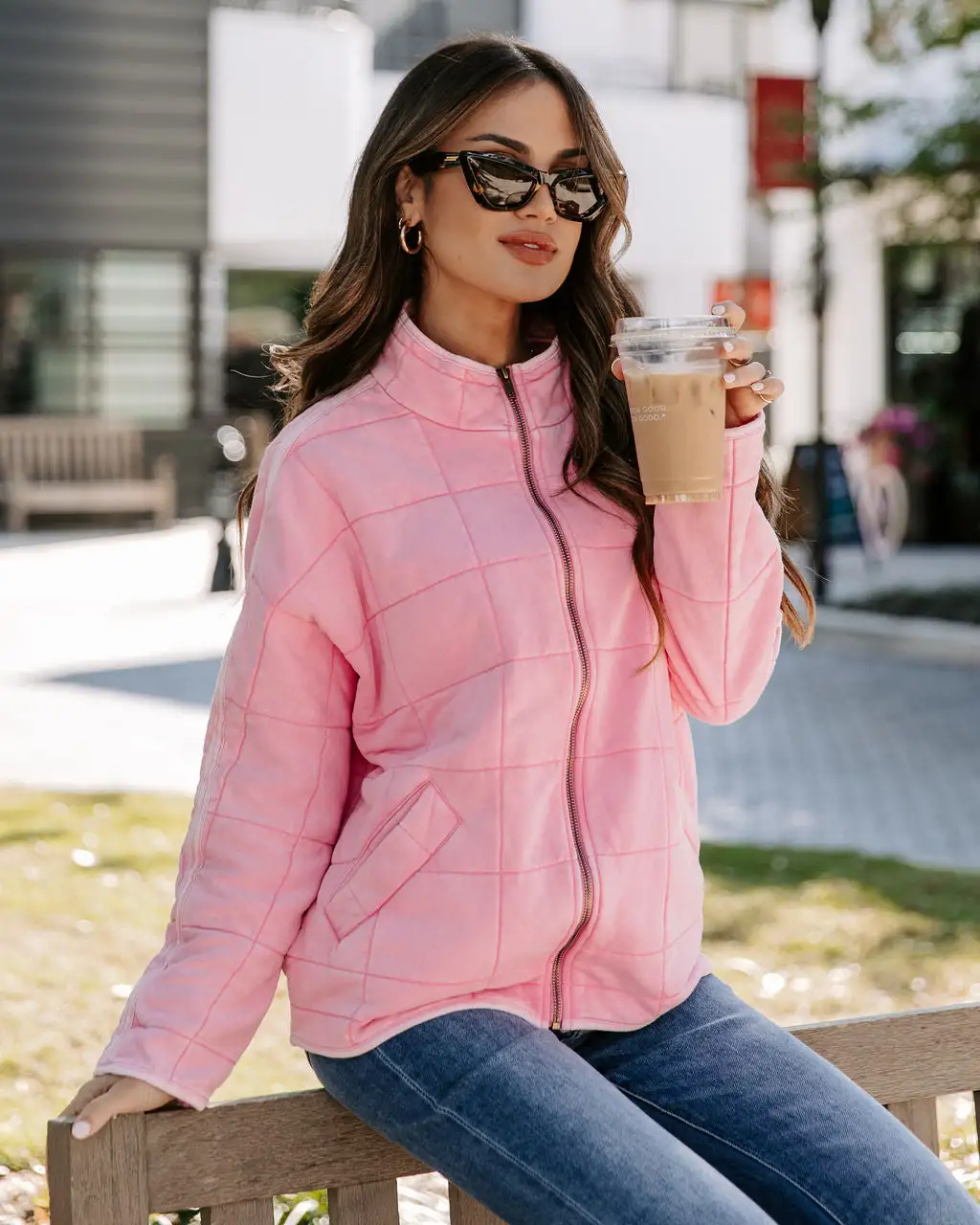 Sadie Quilted Pocketed Cotton Blend Jacket - Faded Pink - FINAL SALE 1 Sadie Quilted Pocketed Cotton Blend Jacket - Faded Pink - FINAL SALE