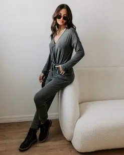 Colette Pocketed Drawstring Jumpsuit - Dark Grey - FINAL SALE -clothes Sales EM4A3226 60144524 a208 46f0 9341 385625dc1c67