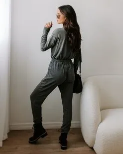 Colette Pocketed Drawstring Jumpsuit - Dark Grey - FINAL SALE -clothes Sales EM4A3246