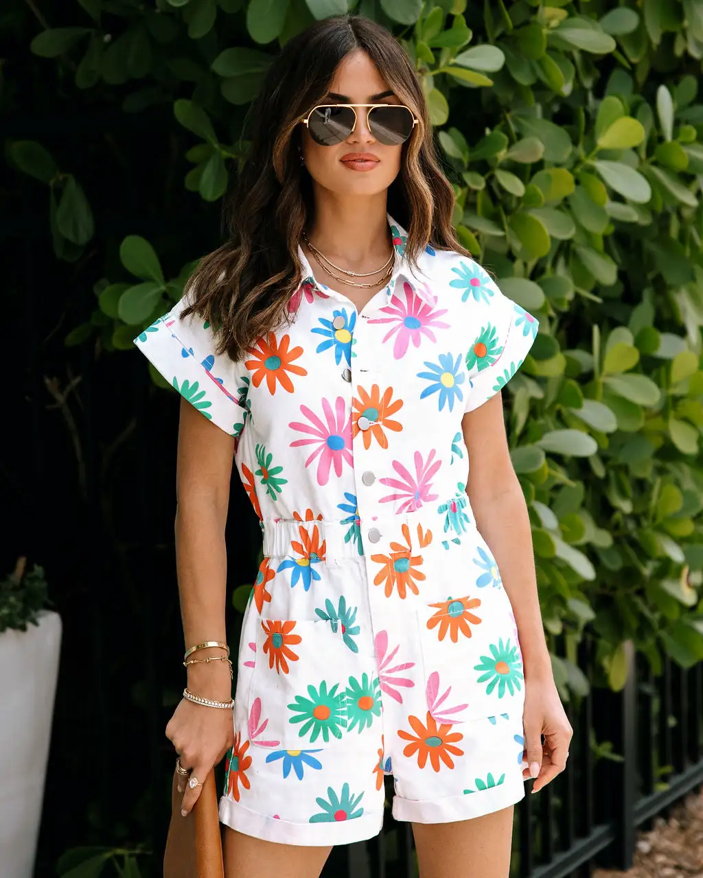 Maritza Floral Denim Romper - White 6 Maritza Floral Denim Romper - White - Image 6