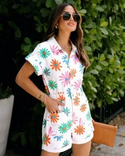 Maritza Floral Denim Romper - White 11 Maritza Floral Denim Romper - White -clothes Sales EM4A4306