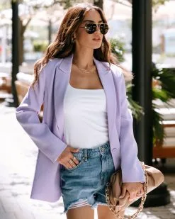 Standards Pocketed Blazer - Lilac - SALE -clothes Sales EM4A5722