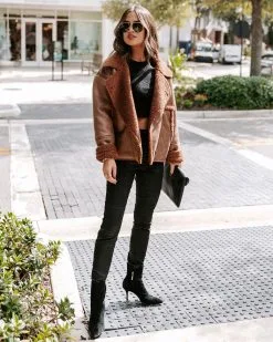 Karen Pocketed Faux Suede Sherpa Trim Jacket - Chocolate - FINAL SALE 10 Karen Pocketed Faux Suede Sherpa Trim Jacket - Chocolate - FINAL SALE -clothes Sales EM4A6057 7b037559 e58b 462d a915 a9ed9ad93dcf