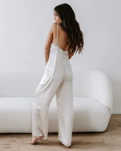 Miabella Satin Cowl Neck Jumpsuit - Champagne - FINAL SALE -clothes Sales EM4A6484