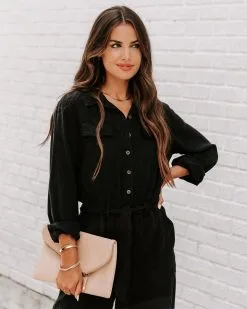 Dorothy Tencel Pocketed Jumpsuit - Black - FINAL SALE -clothes Sales EM4A7066