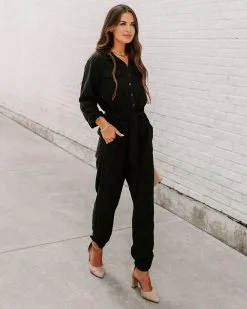 Dorothy Tencel Pocketed Jumpsuit - Black - FINAL SALE -clothes Sales EM4A7073