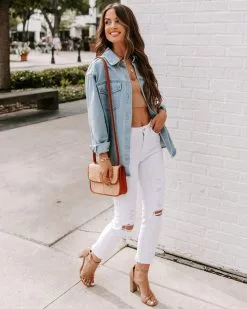 Lassie Button Down Denim Shacket - Light Wash - SALE -clothes Sales EM4A8448 f1de0fa9 091d 4e18 a564 ad7d741f9e1d